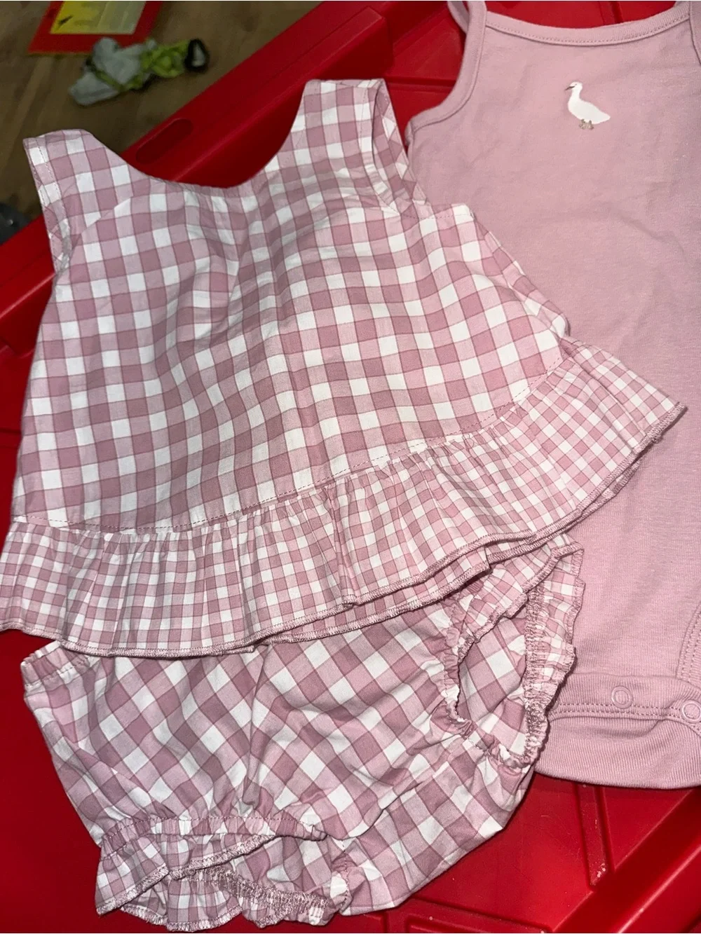 Carter's Pink Gingham Tank Top and Bloomers Set